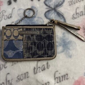 Coach Poppy denim patchwork cardholder/keychain preowned